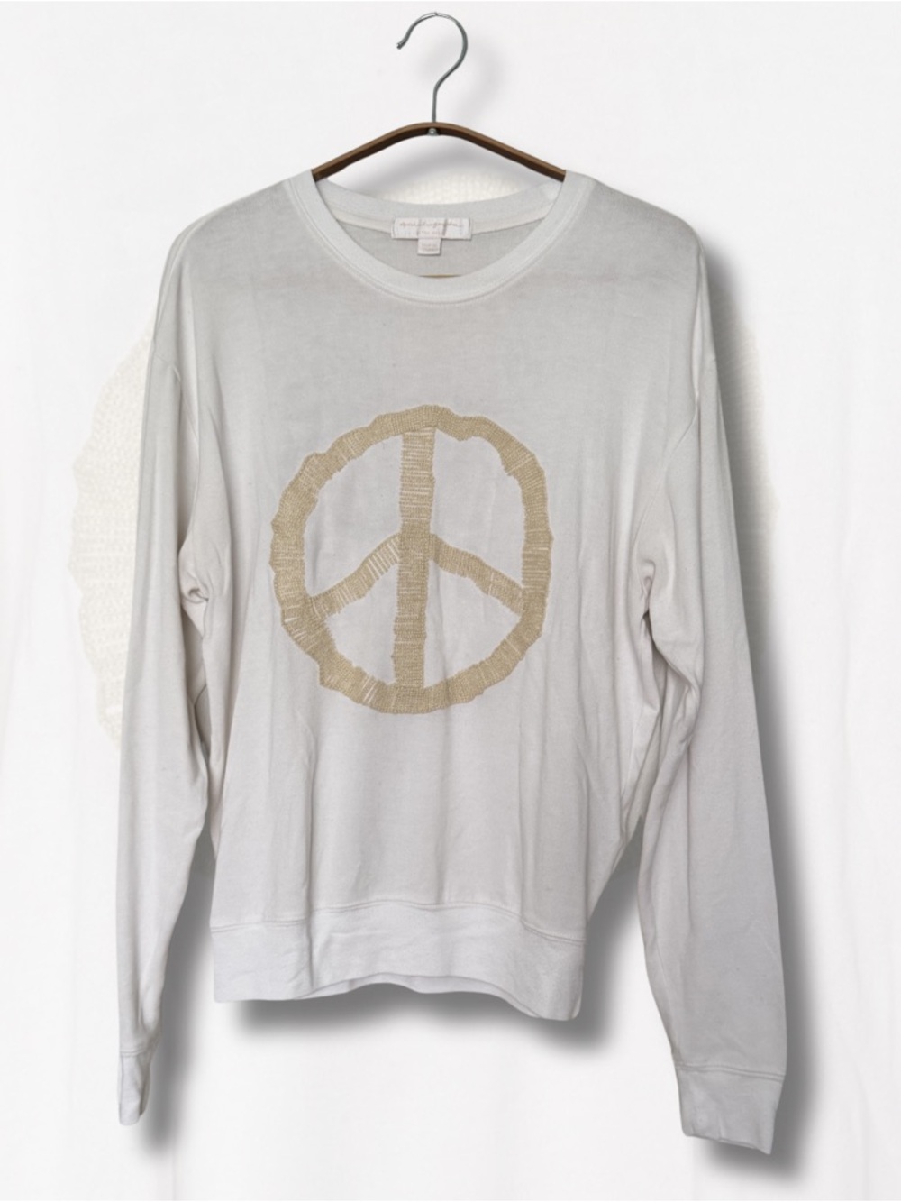 Spiritual Gangster cream sweatshirt with gold stitched logo